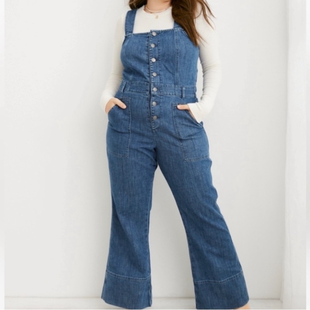 Aerie fit and flare denim overalls |XL